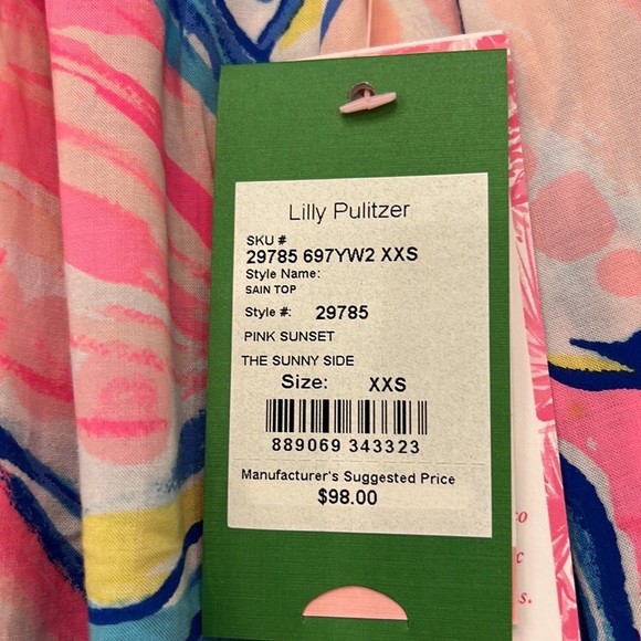 NWT Lilly Pulitzer Sain Top Pink Sunset-The Sunny Side XXS - Picture 6 of 6